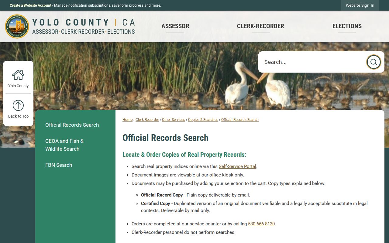 Davis people search through the Yolo official records search page