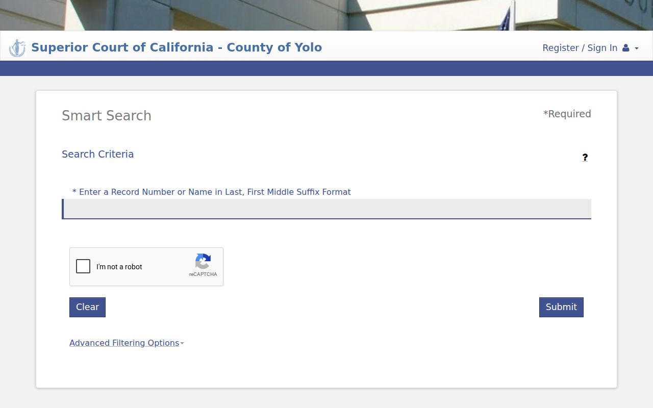 Davis people search through Yolo Superior Court Smart Search