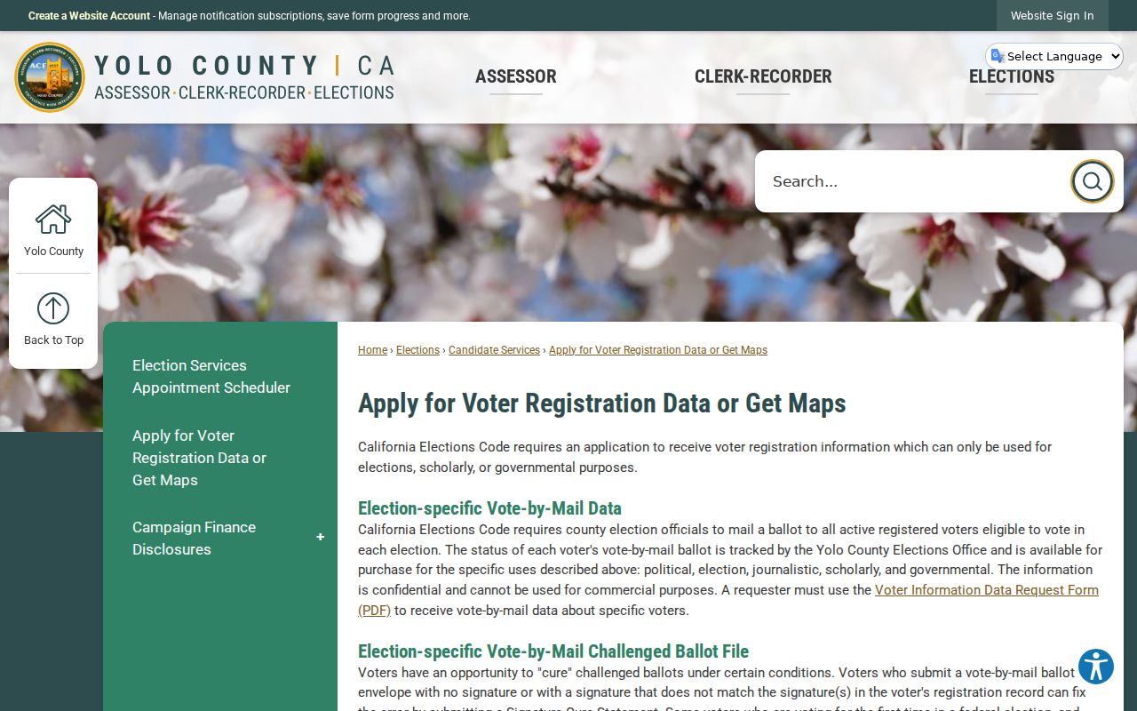 Davis voter registration records request through Yolo Elections